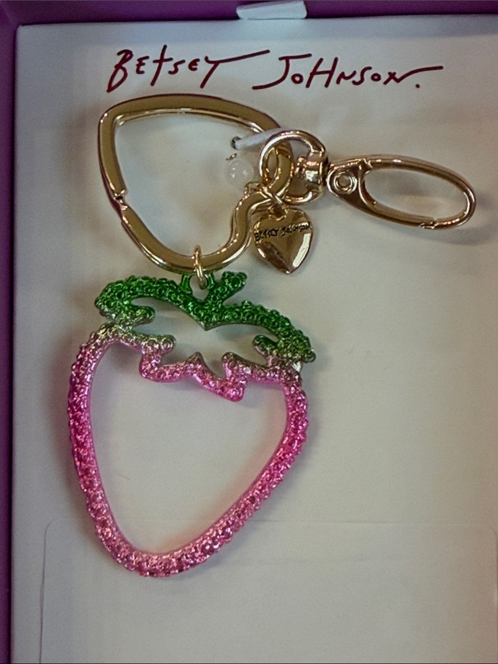Betsey Johnson Ombre Strawberry Bag Charm - Picture 3 of 4